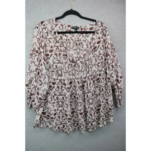 Torrid Sheer 3/4 Sleeve Paisley Pin Tucked Blouse-Size 2 or Large